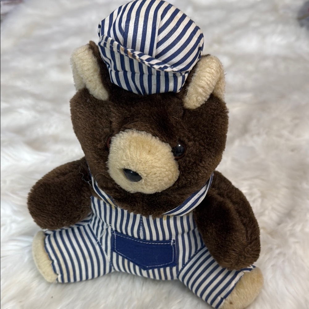 Vintage Fairway 1994 Striped Plush Stuffed Bear Toy